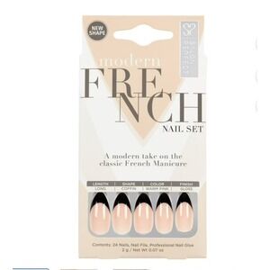 Salon Perfect Modern French Long‎ Coffin Warm Pink Gloss Nail Set
